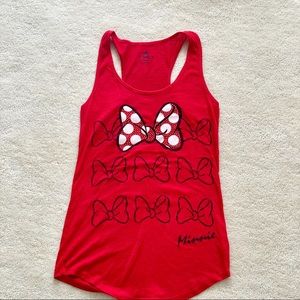 Disney Parks XS Red Minnie Bow Racer Back Tank Top